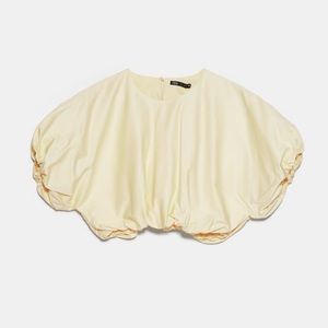 Zara Pale Yellow “Cloud” Crop Top, NWOT, L